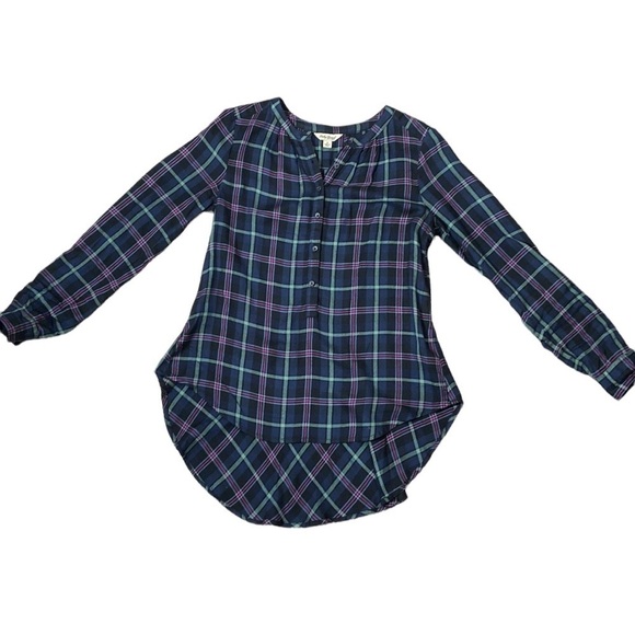 LUCKY BRAND Women’s Plaid V-neck Button Down Shirt Size Small - Picture 10 of 14